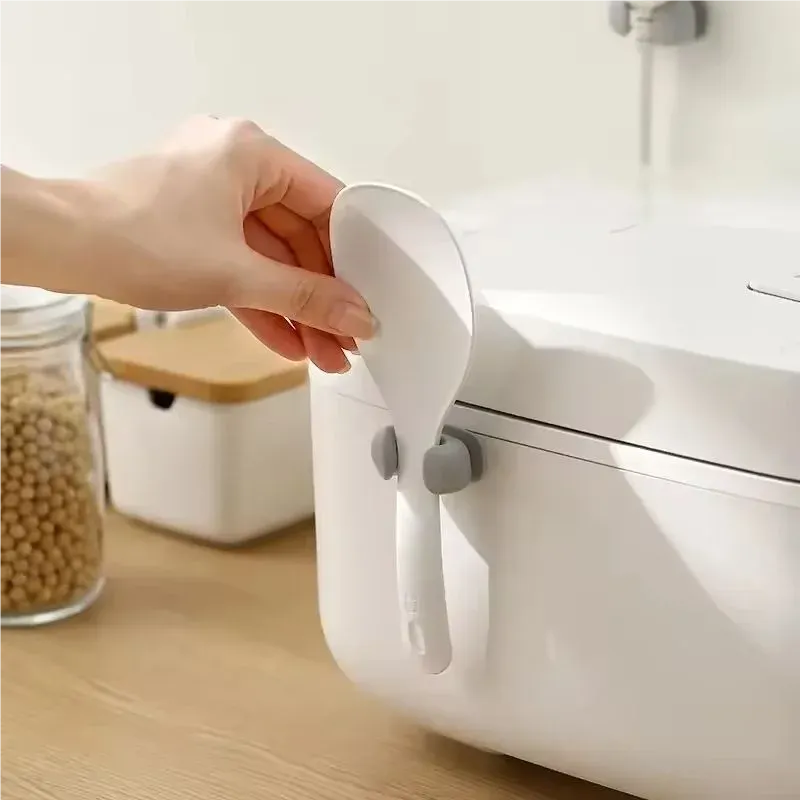 Support de cuillère à riz en silicone résistant à la chaleur, gain de place, pour cuiseur à riz électrique 4