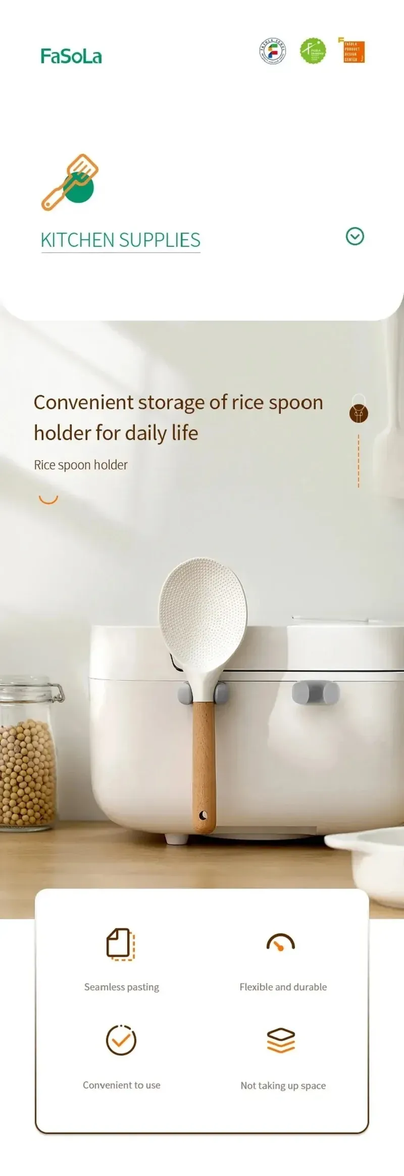Support de cuillère à riz en silicone pour cuisine organisée