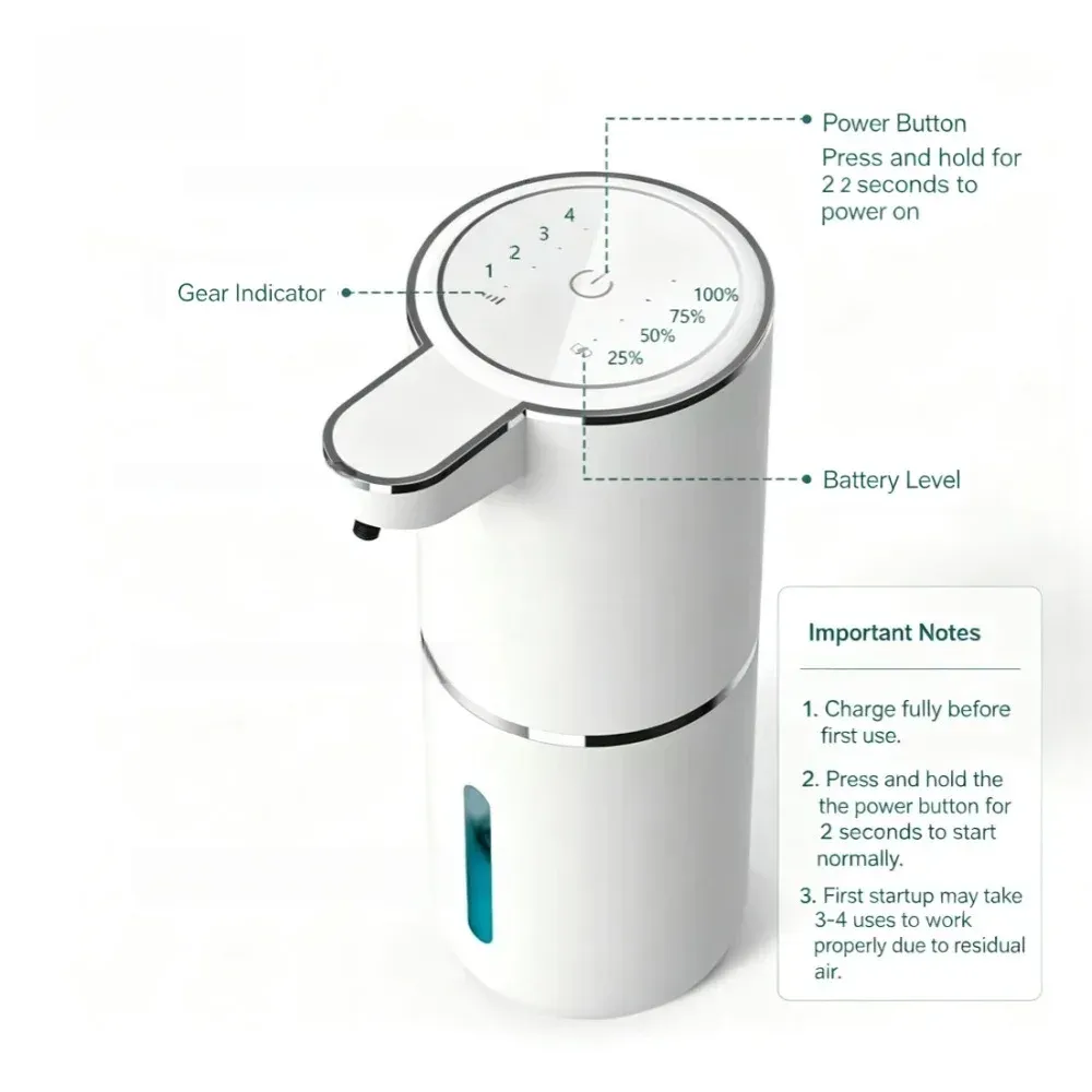 Distributeur automatique de savon liquide ou en poudre, distributeur électrique sans contact rechargeable par USB avec capteur infrarouge pour salle de bain et cuisine 3