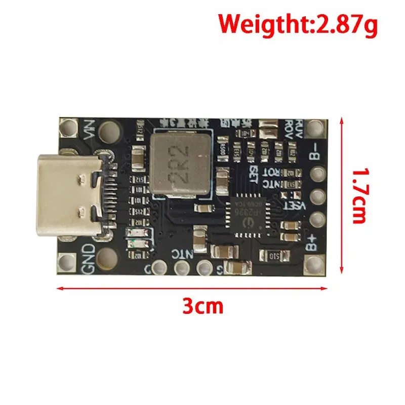 Module de charge lithium USB Type-C, détail du design
