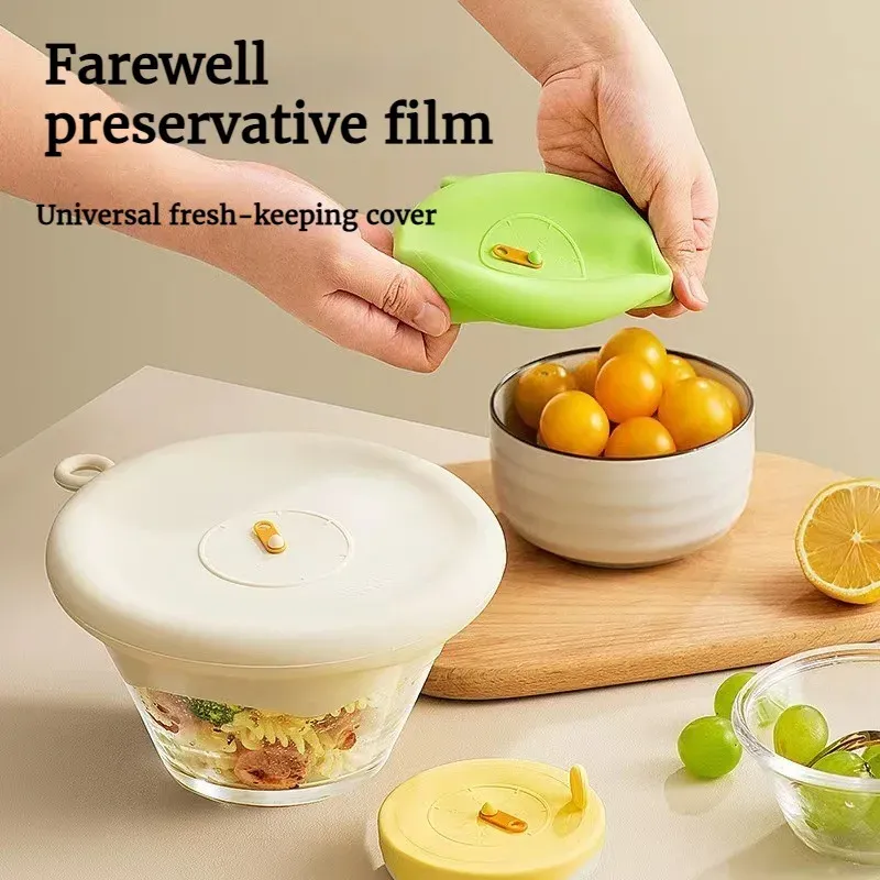 Couvercle universel extensible en silicone pour bol, conservation de la fraîcheur, compatible réfrigérateur et four à micro-ondes 3