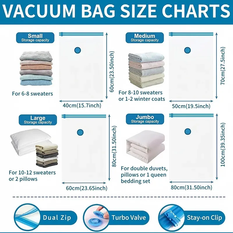 Sacs de rangement sous vide pour couettes et couvertures, lot de 1 à 10 6