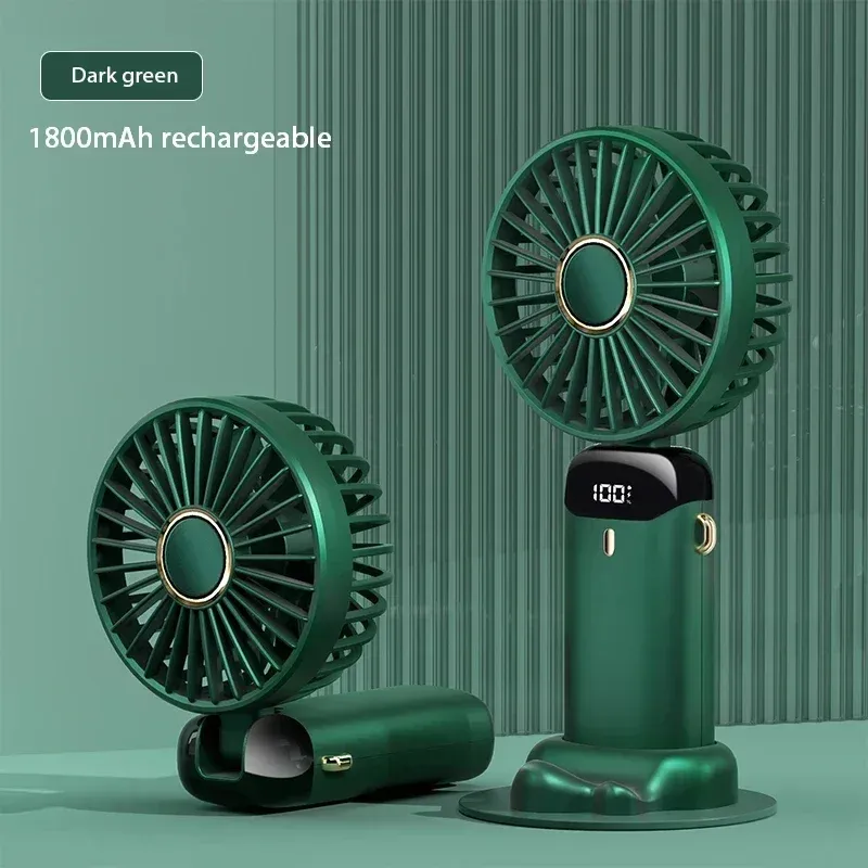 Mini ventilateur de cou portable avec support téléphone et écran d'affichage, rechargeable par USB, 5 vitesses, batterie 1800 mAh 11