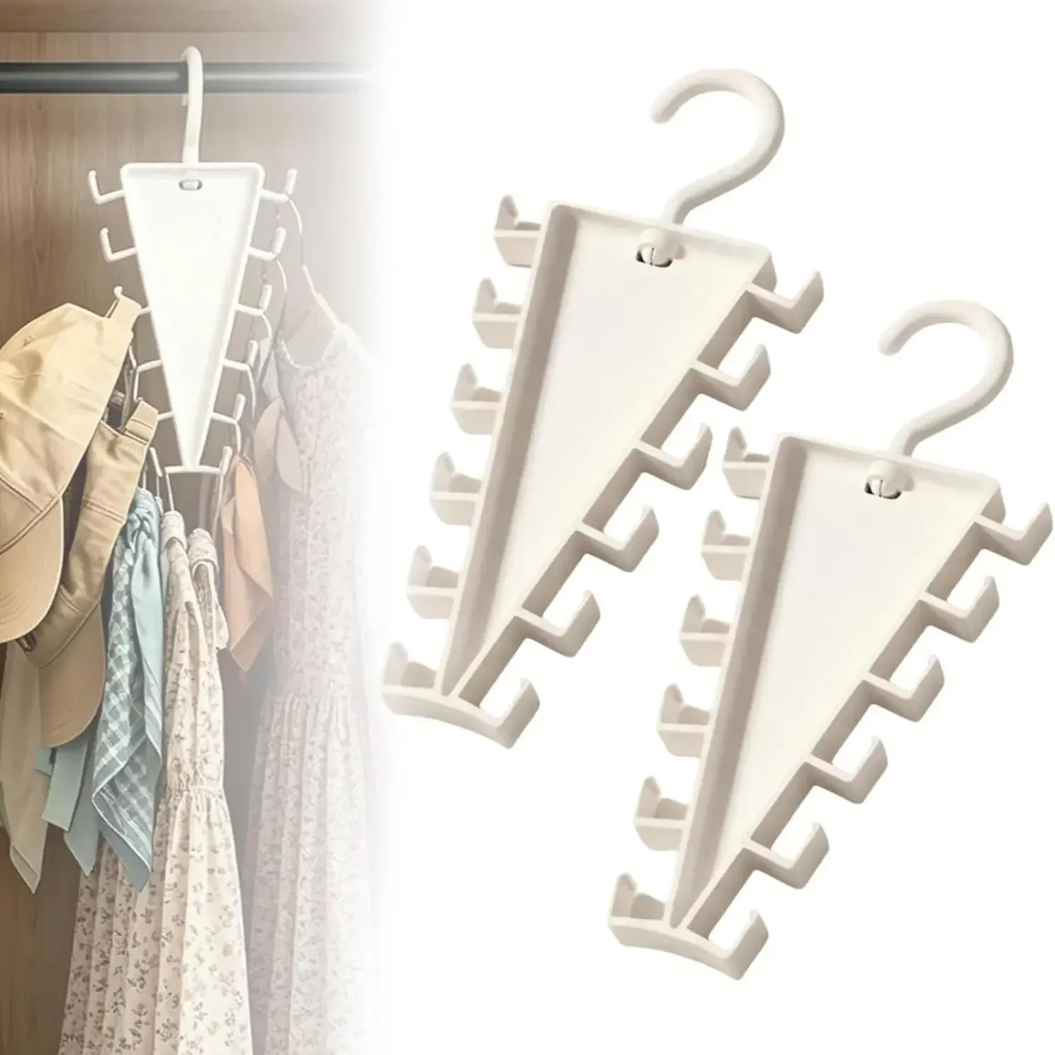 Lot de 2 cintres organisateurs de placard en V à 12 crochets, rangement pour vêtements gain de place 8