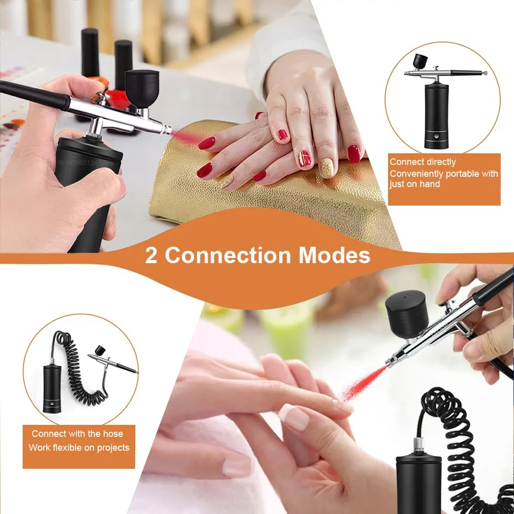 Aérographe à ongles avec compresseur portable, kit nail art pour peinture, décoration de gâteaux et loisirs créatifs 4