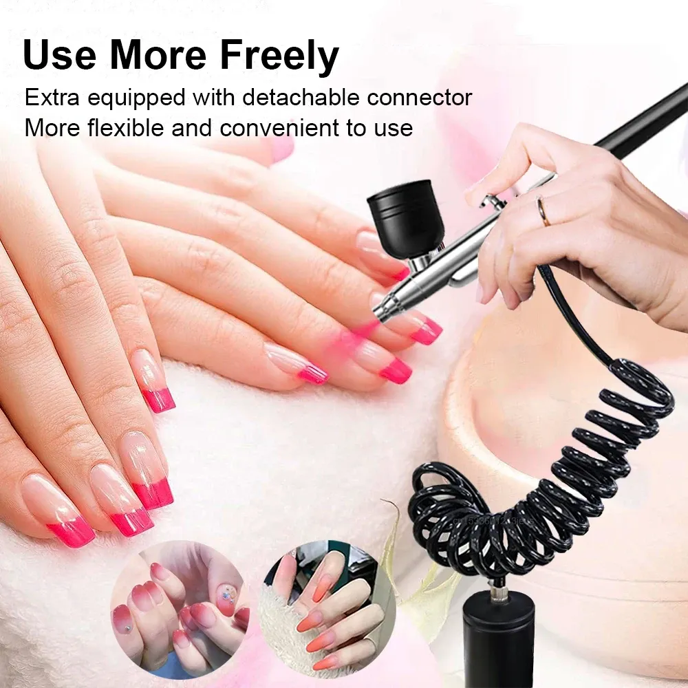 Aérographe à ongles avec compresseur portable, kit nail art pour peinture, décoration de gâteaux et loisirs créatifs 5