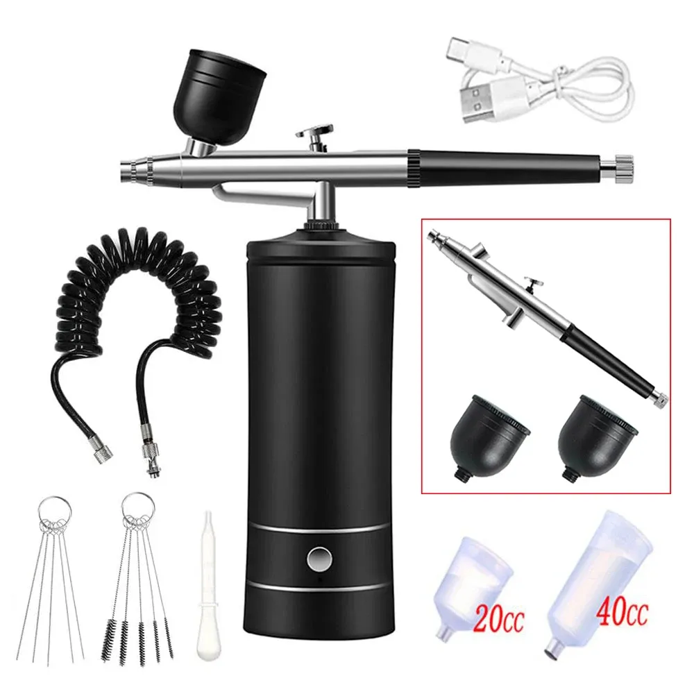 Aérographe à ongles avec compresseur portable, kit nail art pour peinture, décoration de gâteaux et loisirs créatifs 8