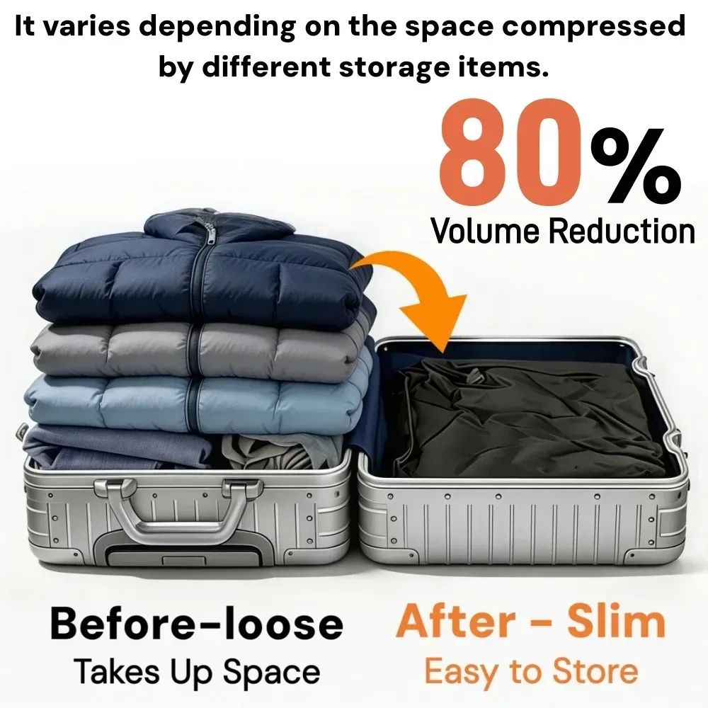 Sacs de compression sous vide imperméables pour vêtements et valises, gain de place pour voyage et déménagement 2