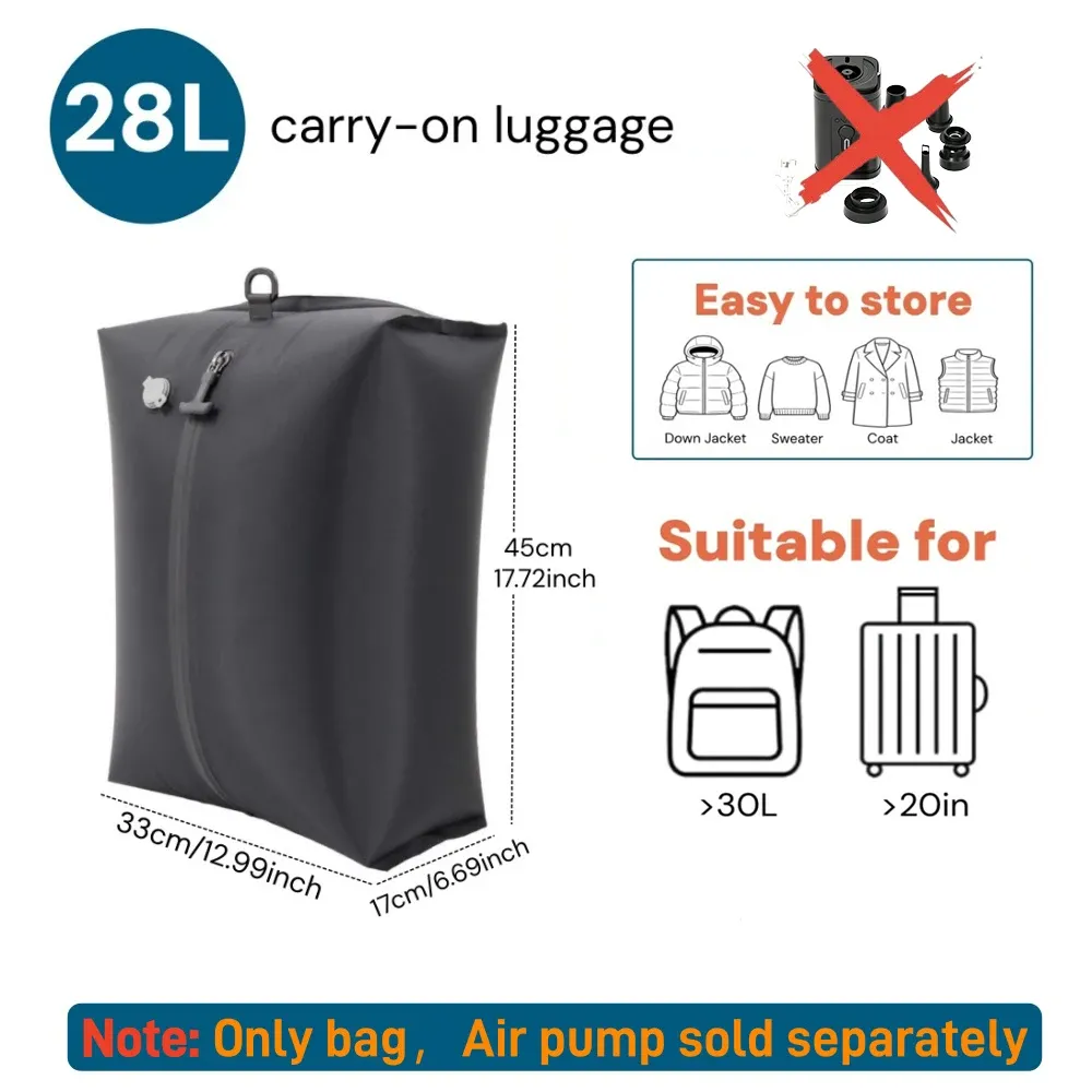 Sacs de compression sous vide imperméables pour vêtements et valises, gain de place pour voyage et déménagement 9