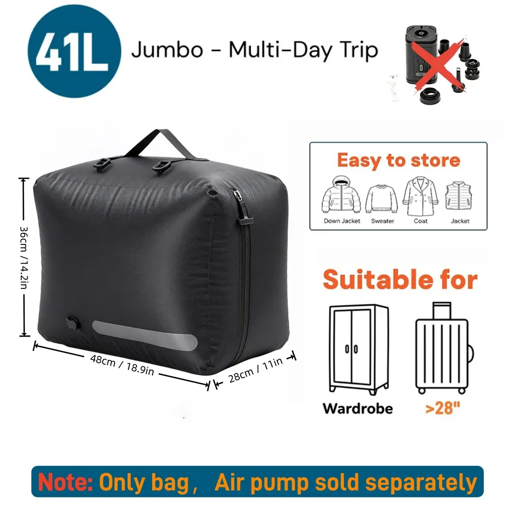 Sacs de compression sous vide imperméables pour vêtements et valises, gain de place pour voyage et déménagement 11