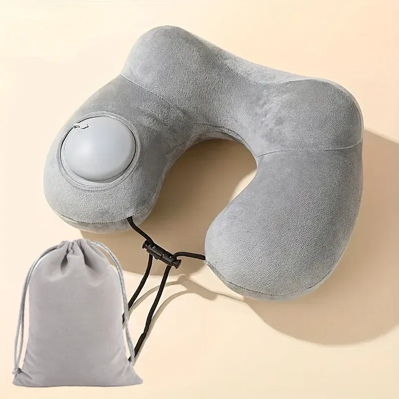 Oreiller de voyage gonflable en forme de U avec pompe intégrée 8