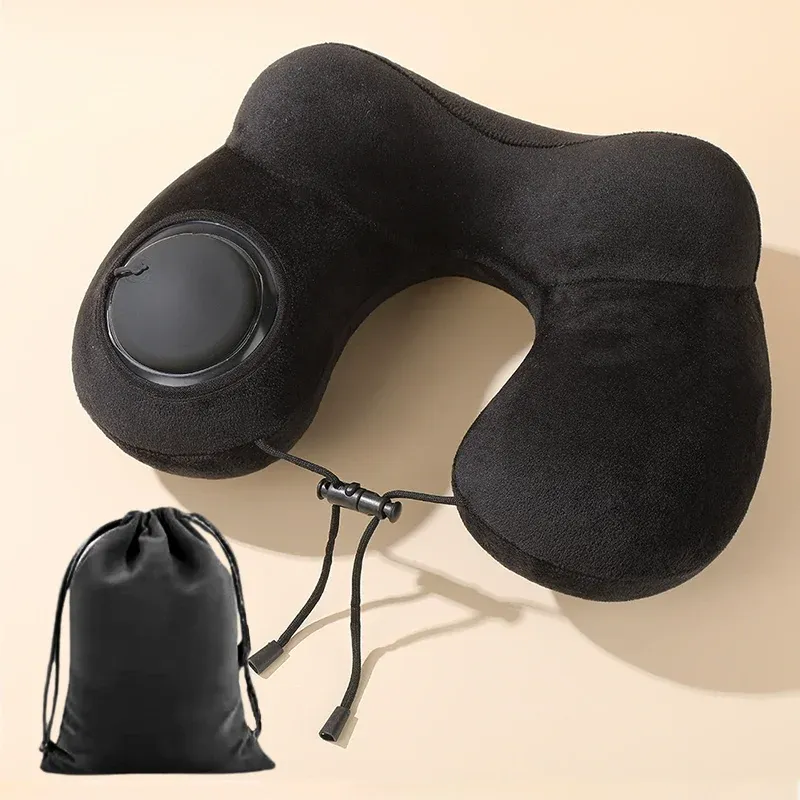 Oreiller de voyage gonflable en forme de U avec pompe intégrée 10