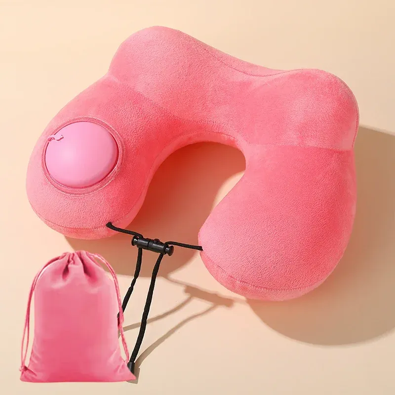 Oreiller de voyage gonflable en forme de U avec pompe intégrée 7