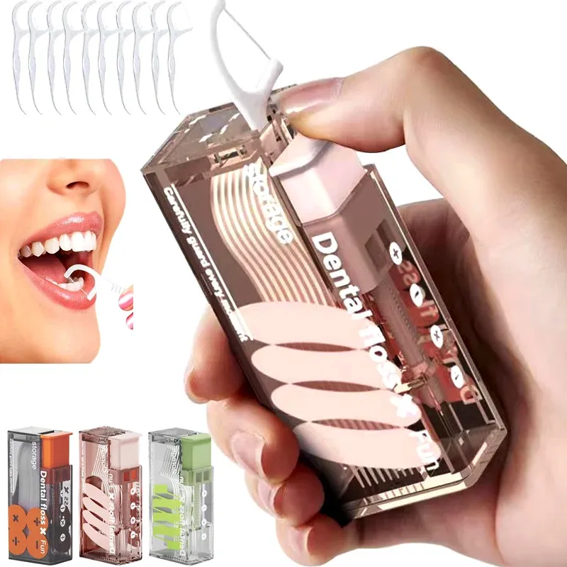 Distributeur de fil dentaire automatique, mini boîte portable avec 10 recharges, compact et hygiénique, disponible en 3 couleurs - Image 1