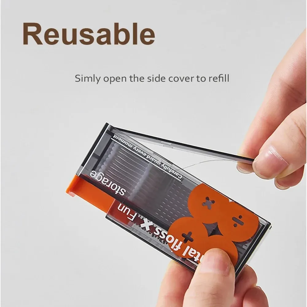 Distributeur de fil dentaire automatique, mini boîte portable avec 10 recharges, compact et hygiénique, disponible en 3 couleurs 4