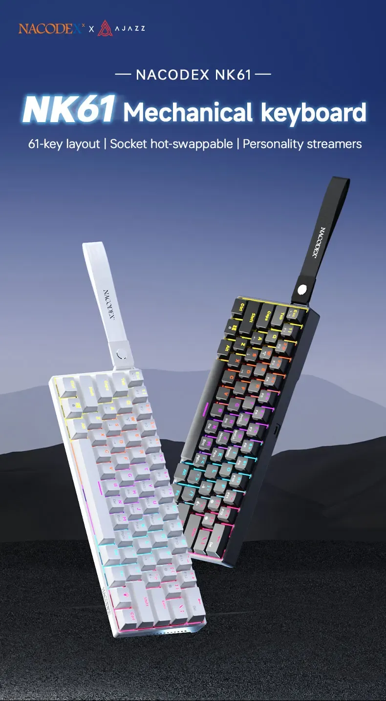 Clavier de jeu mécanique AJAZZ NK61 vue détaillée