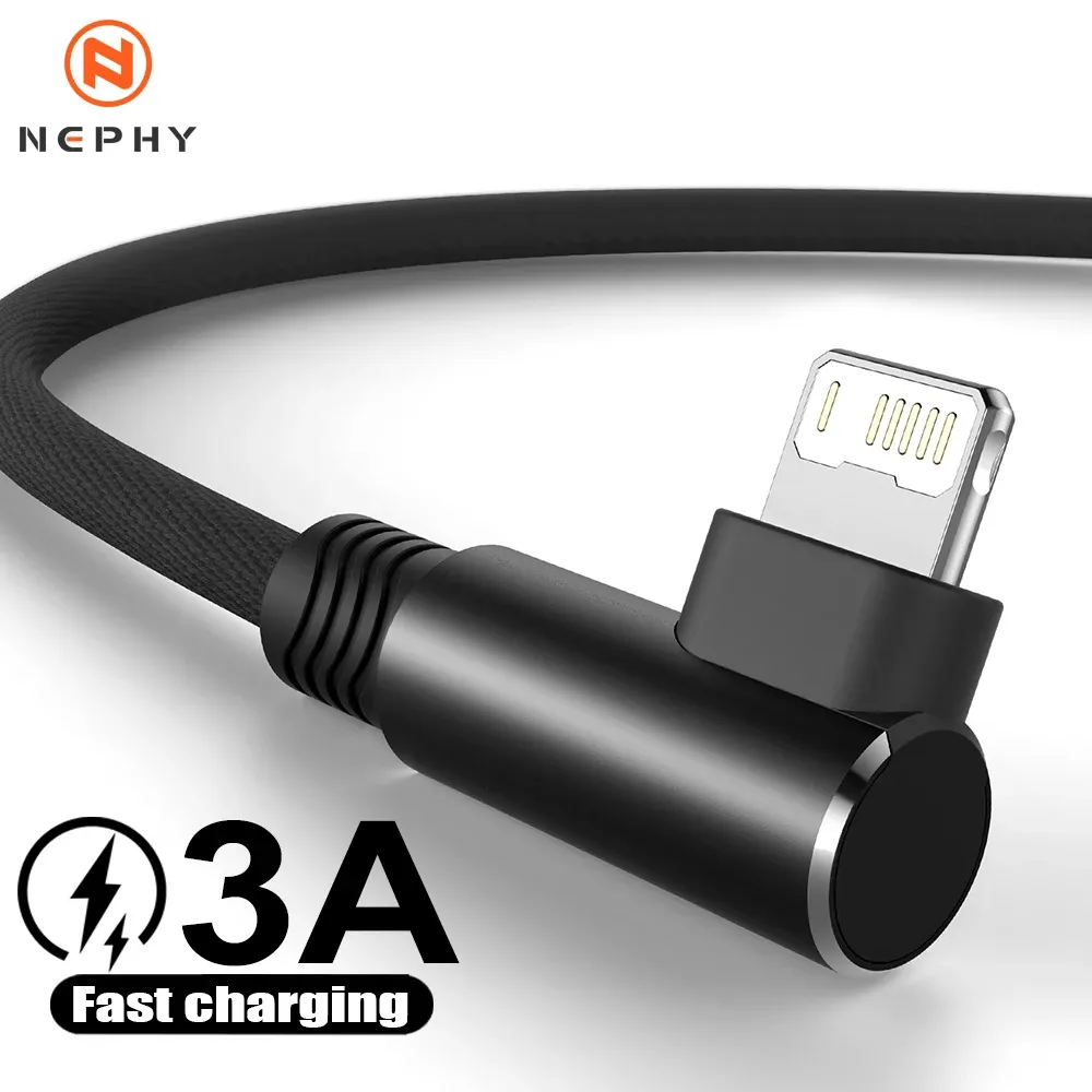 Câble USB coudé à 90° pour iPhone et iPad, longueur standard