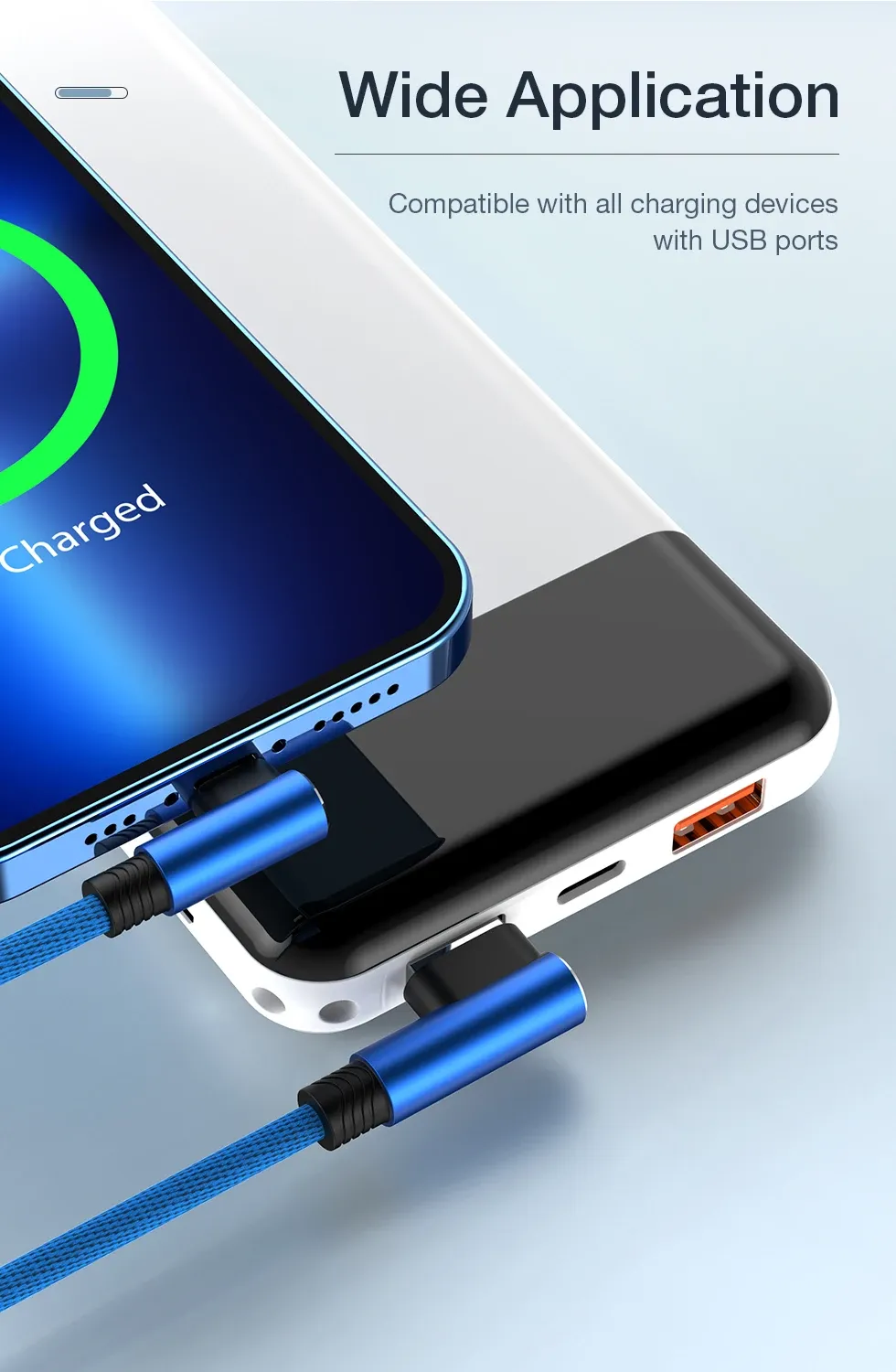 Câble USB coudé en contexte lifestyle
