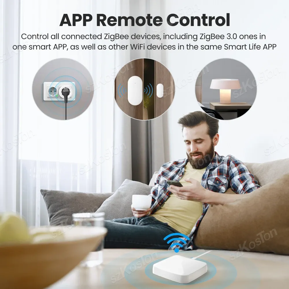 Tuya Smart Life – Passerelle multimode, domotique intelligente, hub ZigBee, pont WiFi, Bluetooth, maillage, commande vocale compatible Alexa et Google 4