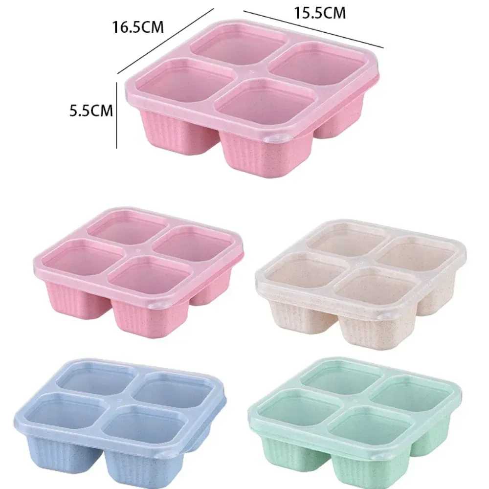 Boîtes à collation réutilisables à 4 compartiments, contenants portables pour repas et déjeuner, pour enfants et adultes, bouteilles de rangement pour collations à la maison, accessoire de cuisine 5