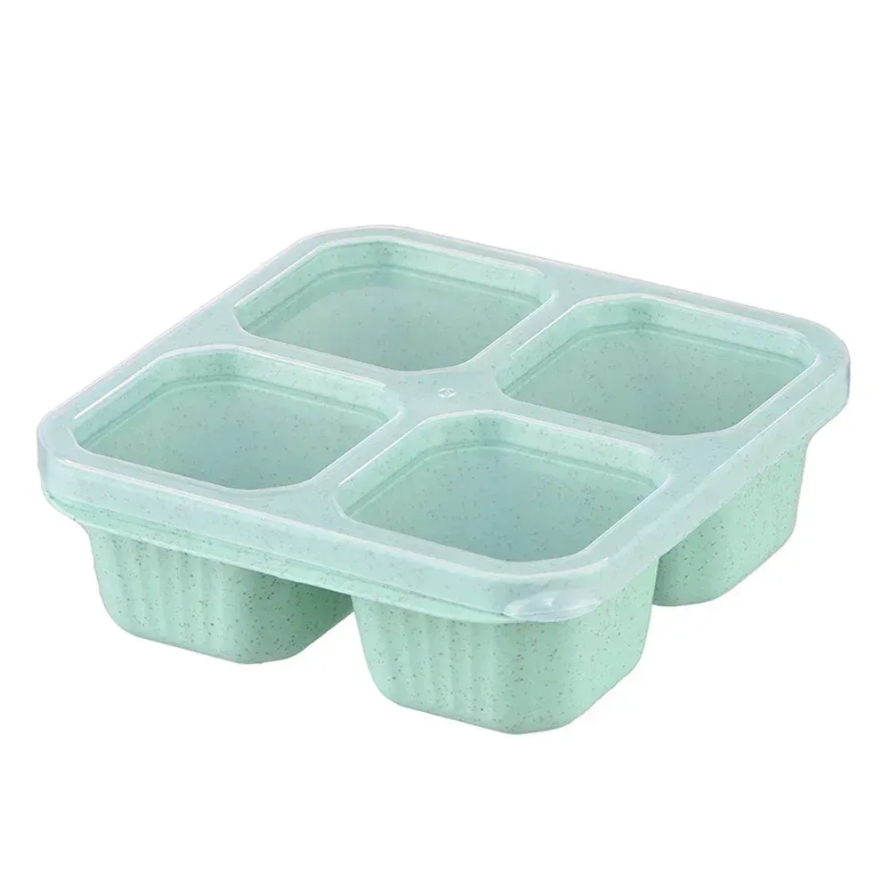 Boîtes à collation réutilisables à 4 compartiments, contenants portables pour repas et déjeuner, pour enfants et adultes, bouteilles de rangement pour collations à la maison, accessoire de cuisine 7