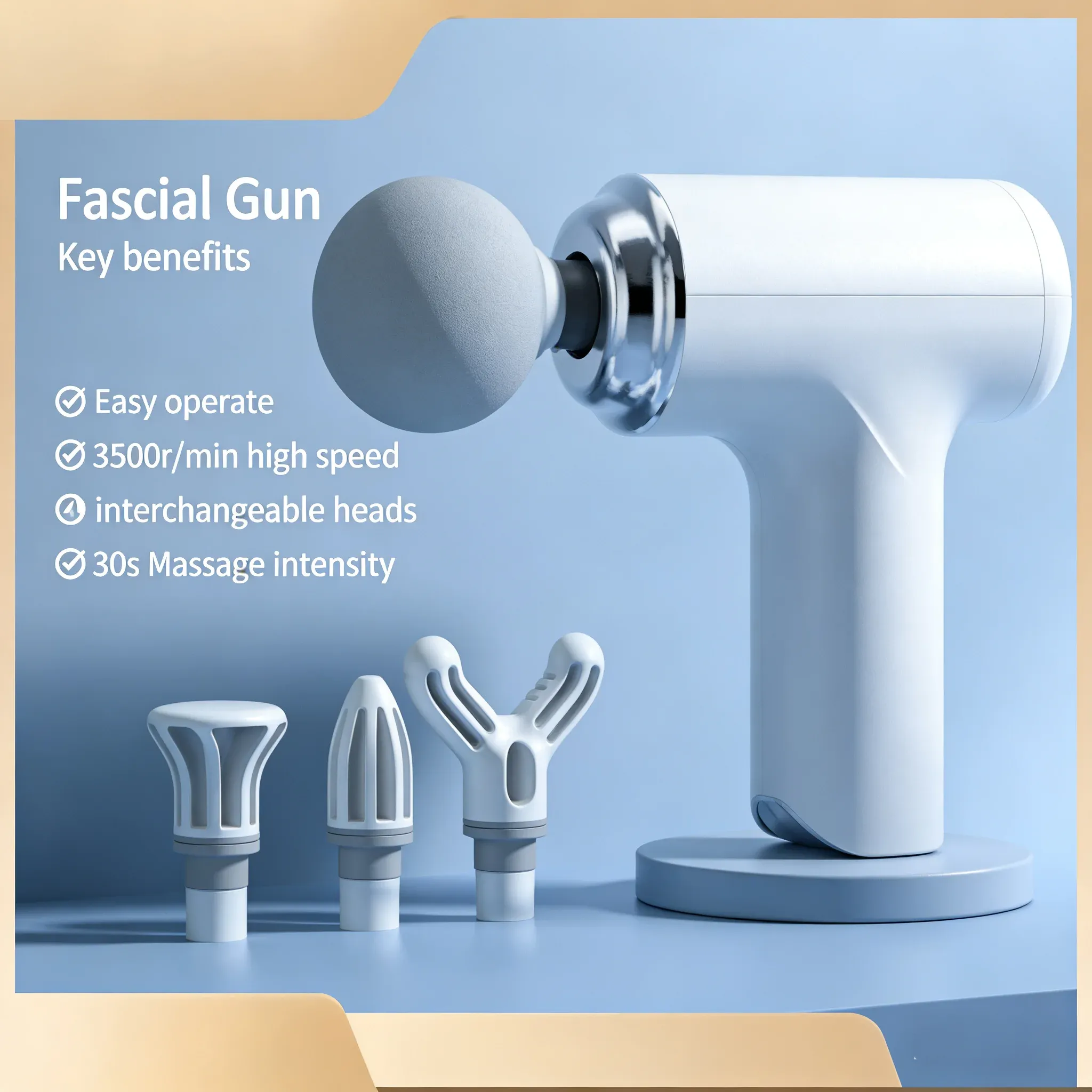 Pistolet de massage portable avec 4 têtes interchangeables et écran LED – Masseur à percussion pour le corps entier 3