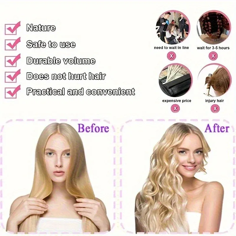 Bigoudis magiques souples en forme de champignon sans chaleur, lot de 10 à 30 pièces, tiges de bouclage sans effort pour tous types de cheveux 2