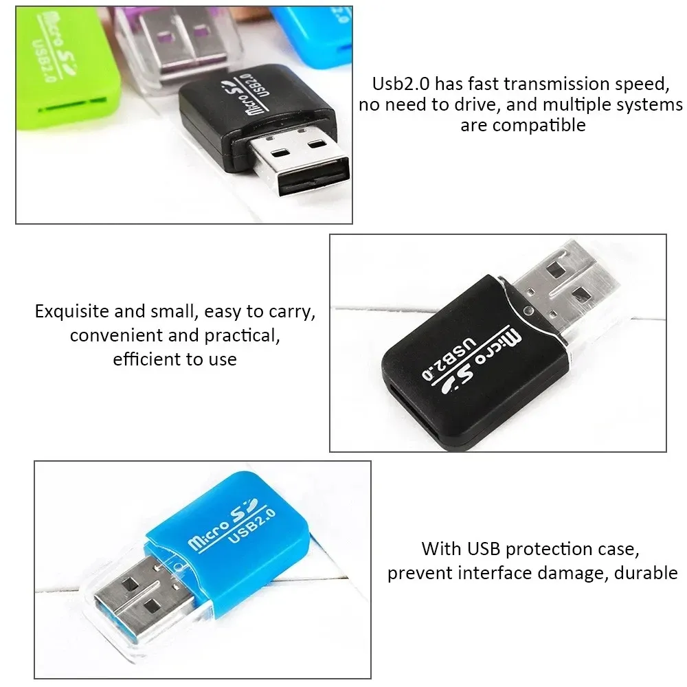 Lecteur de carte micro-SD/TF USB 2.0 Mini, adaptateur haute vitesse pour téléphone portable et ordinateur portable, NNBILI 3