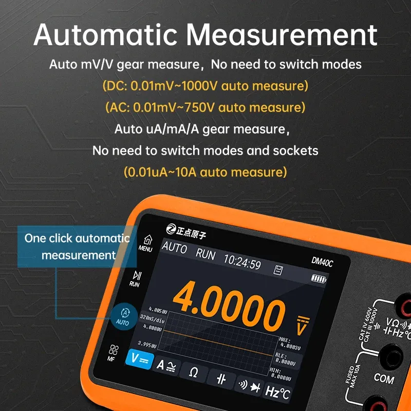 ALIENTEK DM40 Multimètre numérique 3 en 1 avec oscilloscope et générateur de signal, fréquence d'échantillonnage de 50 MSa/s, testeur de diode, portable 2