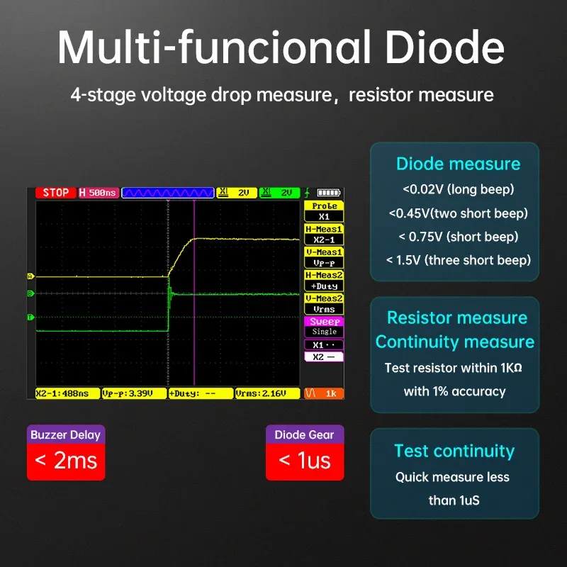 ALIENTEK DM40 Multimètre numérique 3 en 1 avec oscilloscope et générateur de signal, fréquence d'échantillonnage de 50 MSa/s, testeur de diode, portable 4