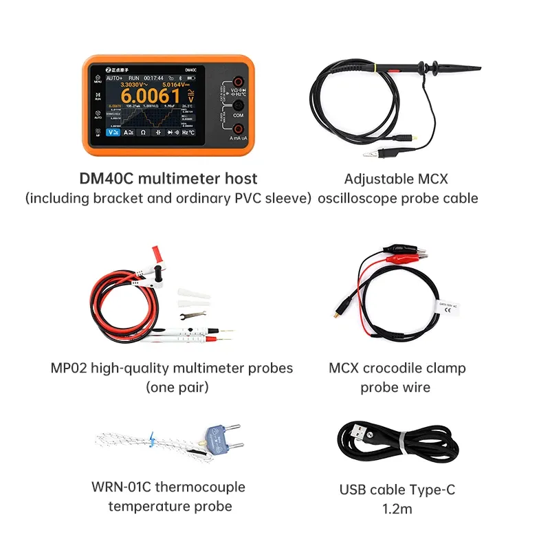 ALIENTEK DM40 Multimètre numérique 3 en 1 avec oscilloscope et générateur de signal, fréquence d'échantillonnage de 50 MSa/s, testeur de diode, portable 6