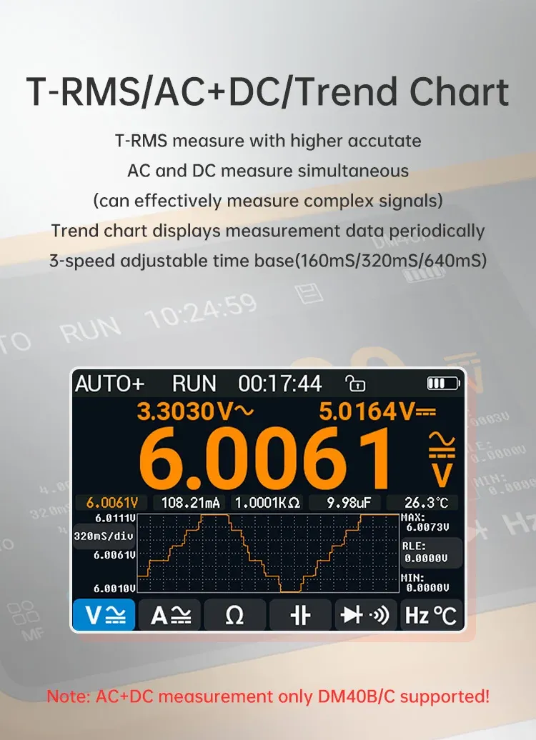 Fonctions de mesure de l'ALIENTEK DM40