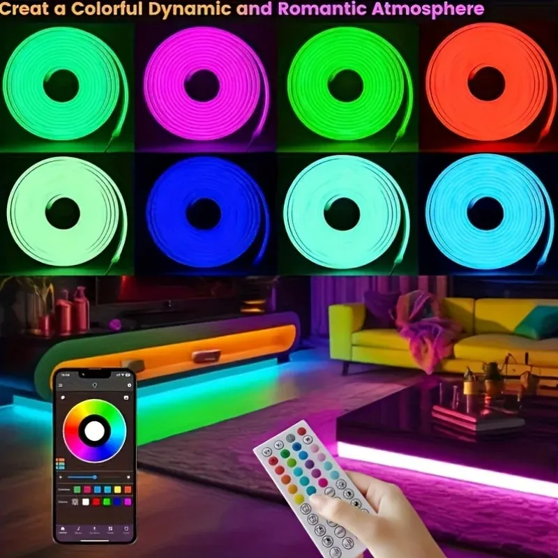 Détail du design de la bande lumineuse néon