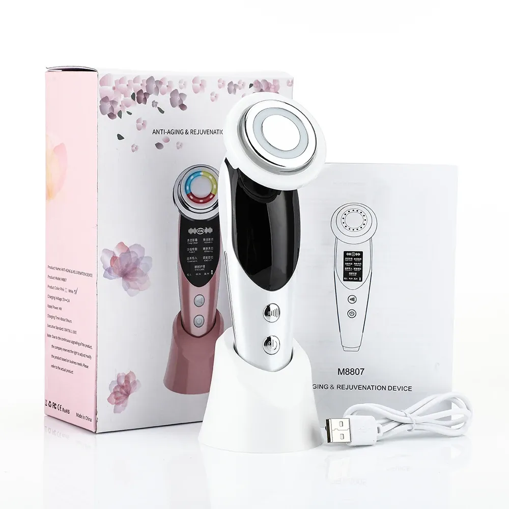 Appareil de lifting facial 7 en 1 à EMS et microcourant avec LED 7