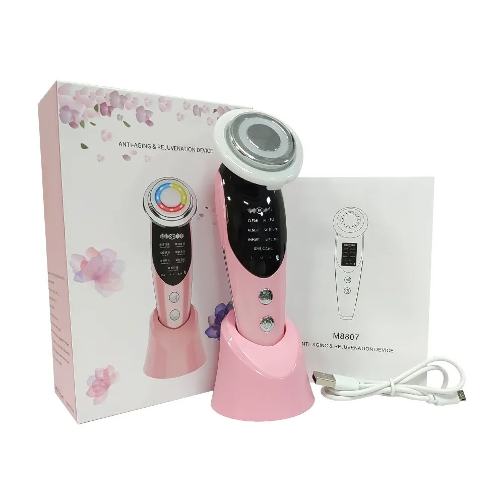 Appareil de lifting facial 7 en 1 à EMS et microcourant avec LED 8