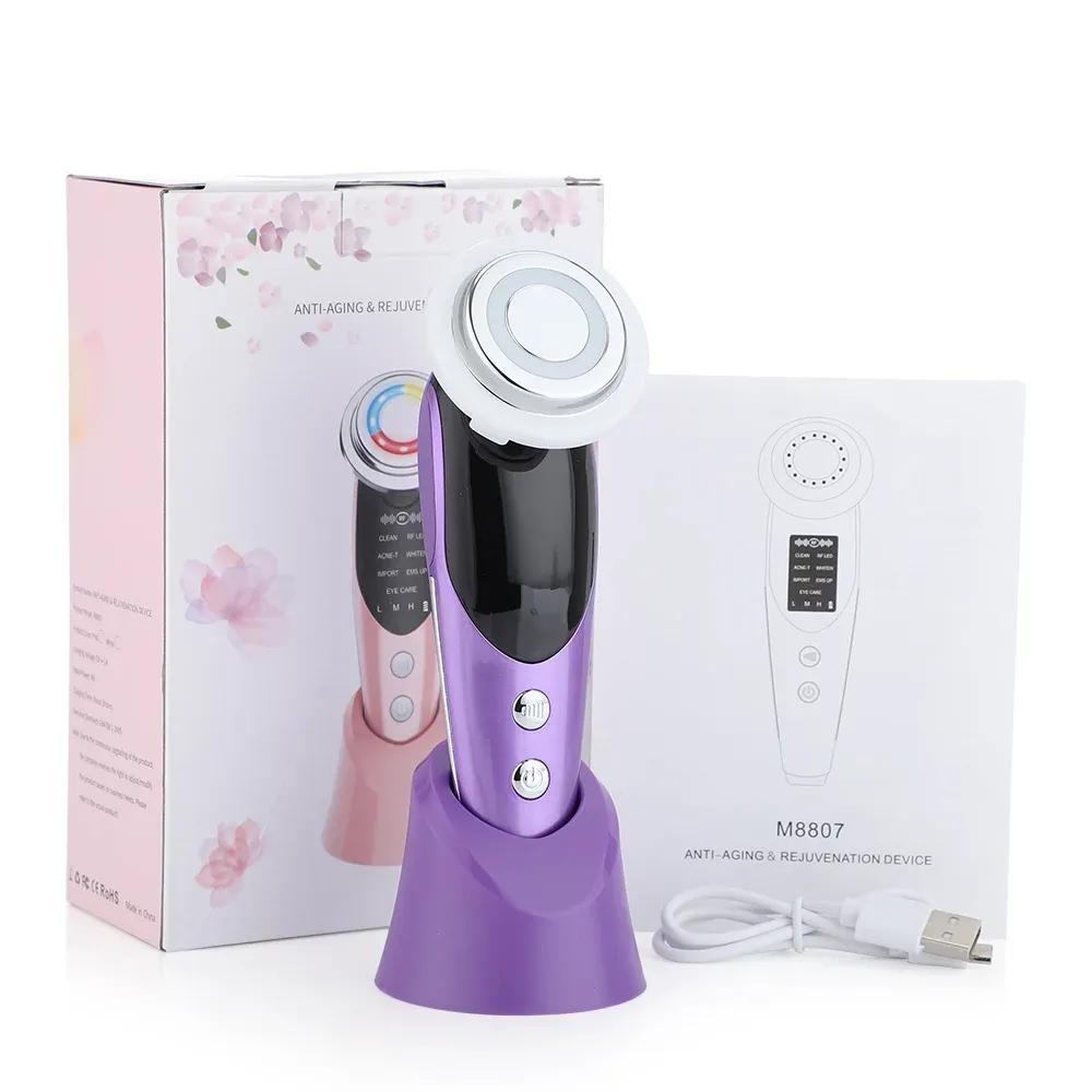 Appareil de lifting facial 7 en 1 à EMS et microcourant avec LED 9