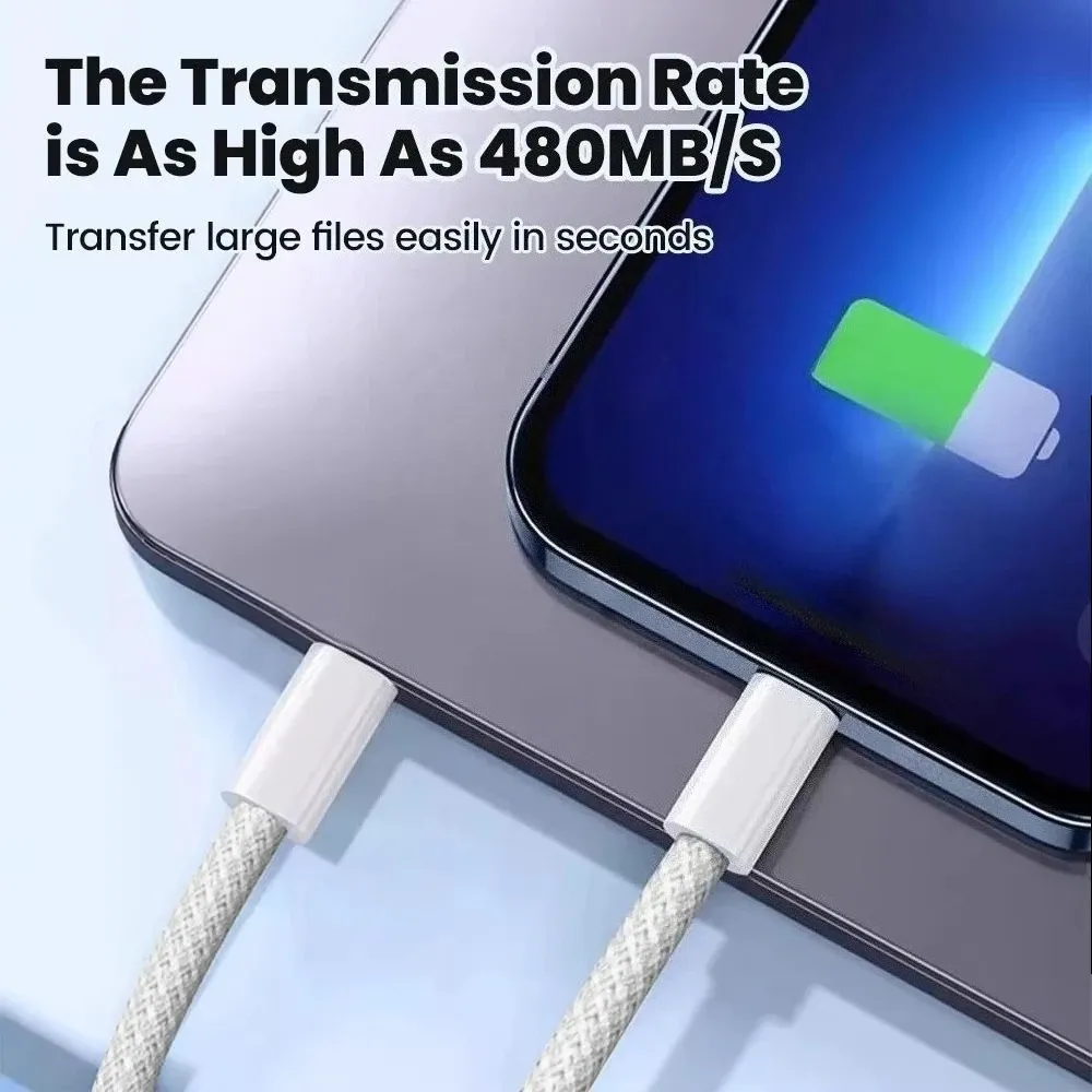 Lot de 5 câbles USB-C vers USB-C 100 W à charge rapide, compatibles iPhone 15, 16 et 17, Samsung, Xiaomi et Huawei 4