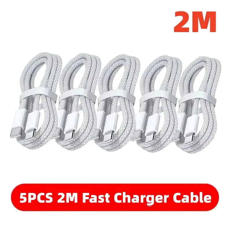Lot de 5 câbles USB-C vers USB-C 100 W à charge rapide, compatibles iPhone 15, 16 et 17, Samsung, Xiaomi et Huawei 9