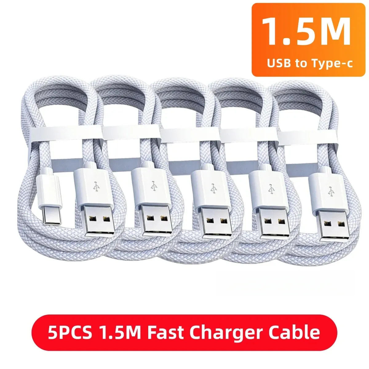 Lot de 5 câbles USB-C vers USB-C 100 W à charge rapide, compatibles iPhone 15, 16 et 17, Samsung, Xiaomi et Huawei 11