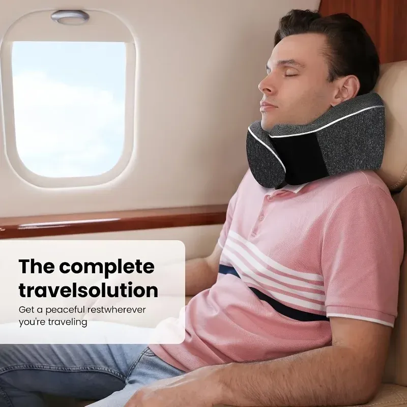 Oreiller de voyage ergonomique et portable, soutien cervical pour avion, voiture et bureau, appui-tête confortable pour les longs trajets 3