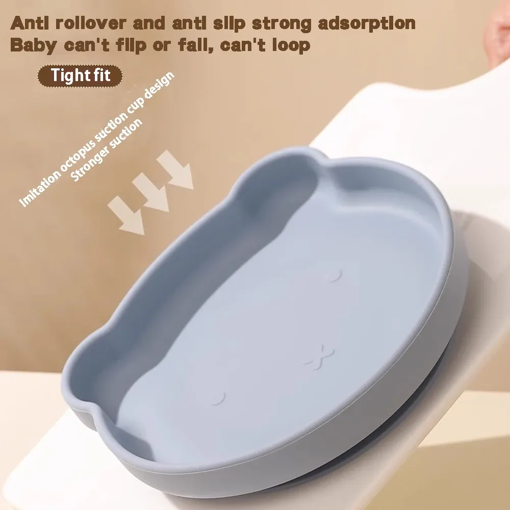 Ensemble de vaisselle en silicone pour enfants : assiette, bol, gobelet, fourchette et cuillère pour bébé 2