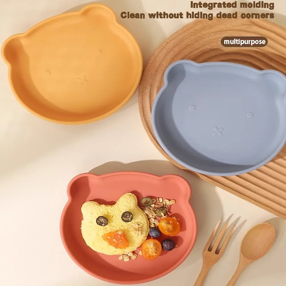 Ensemble de vaisselle en silicone pour enfants, présentation complète