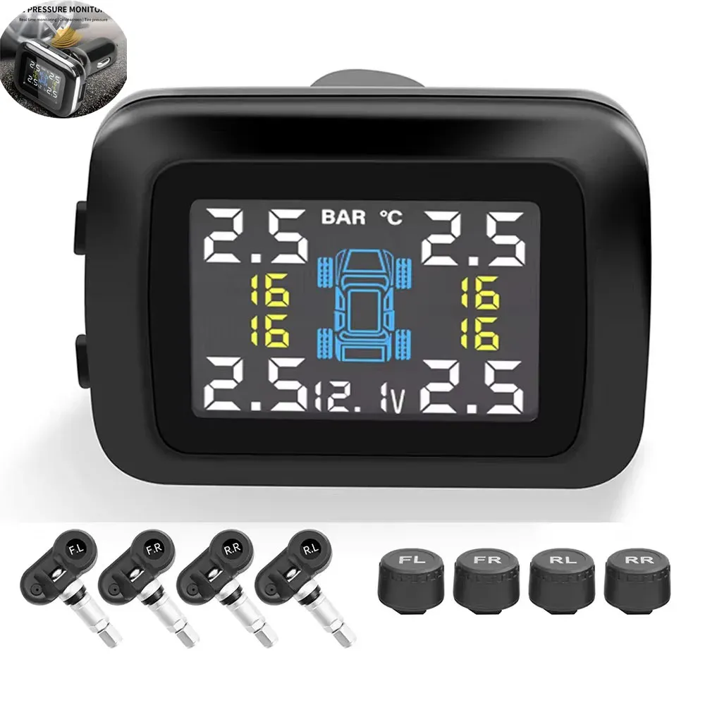 Système de surveillance de la pression des pneus TPMS pour voiture avec 4 capteurs, alarme et affichage de la température
