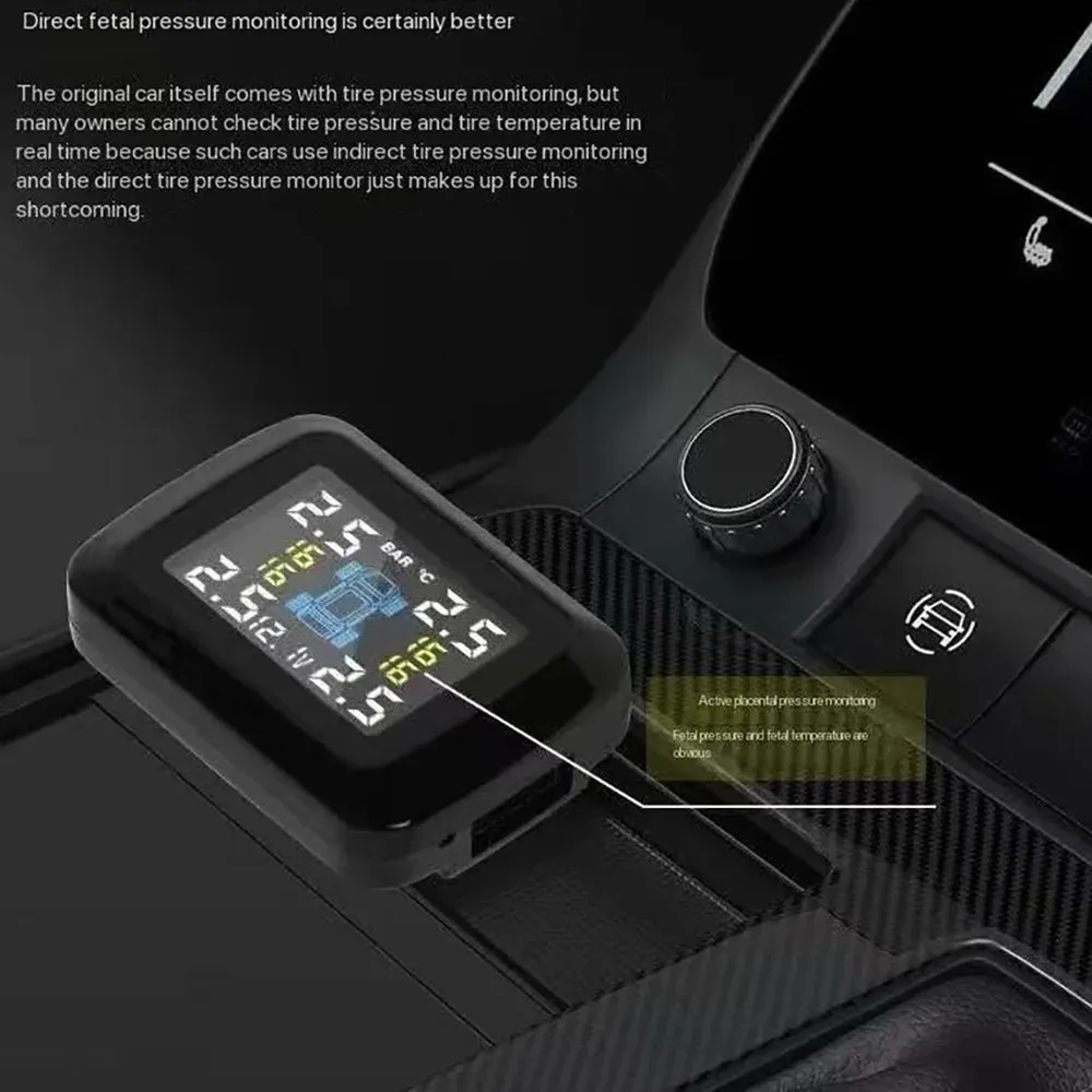 Système de surveillance de la pression des pneus TPMS pour voiture avec 4 capteurs, alarme et affichage de la température 2