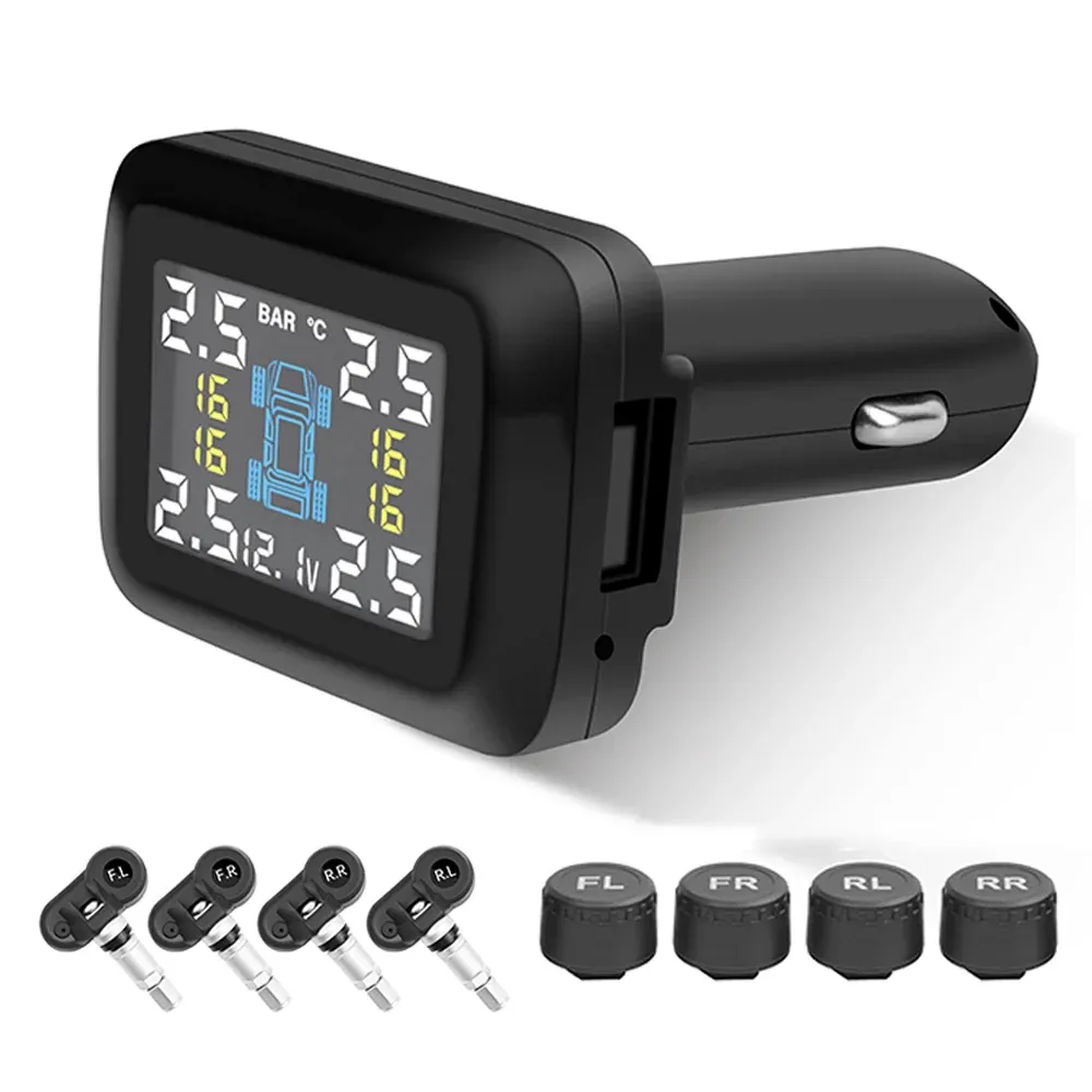 Système de surveillance de la pression des pneus TPMS pour voiture avec 4 capteurs, alarme et affichage de la température 6