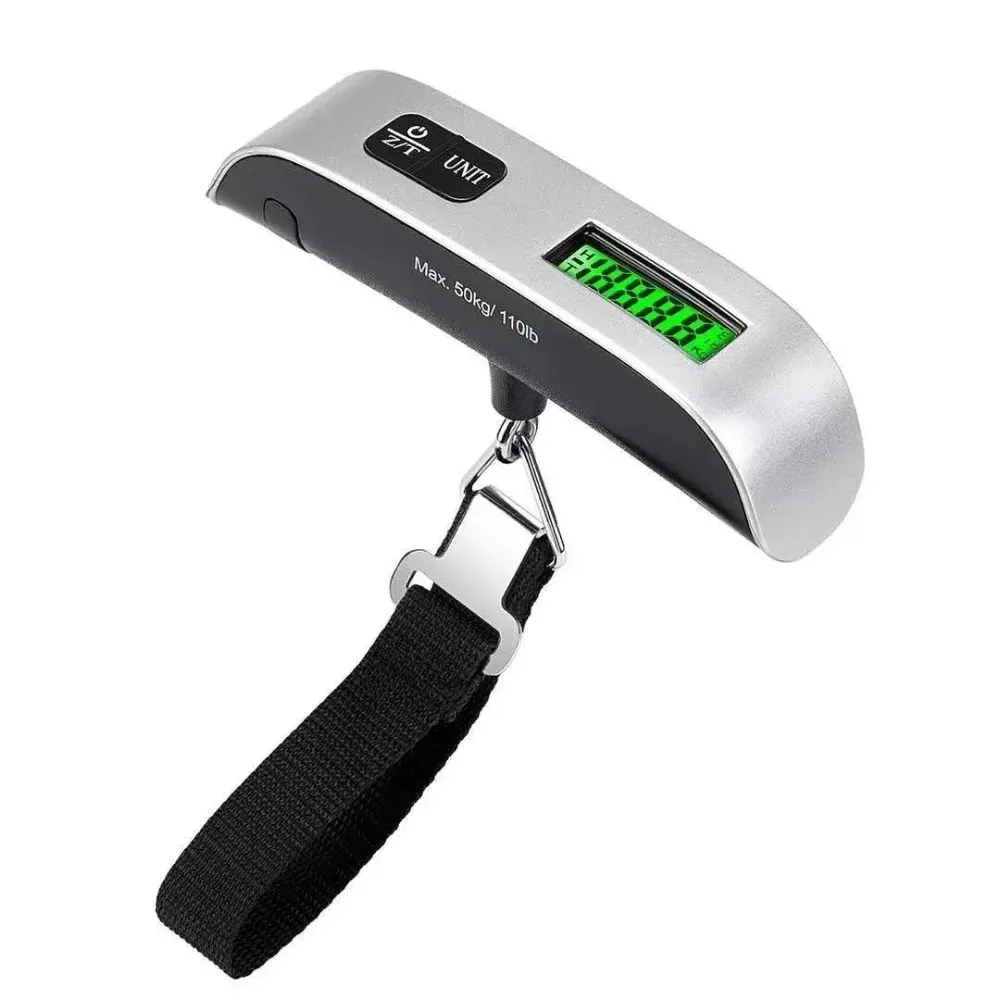 Balance électronique portable pour bagages à main 50 kg/110 lb, écran LCD numérique, balance de précision pour valises, outil de pesée de bagages de voyage - Image 1