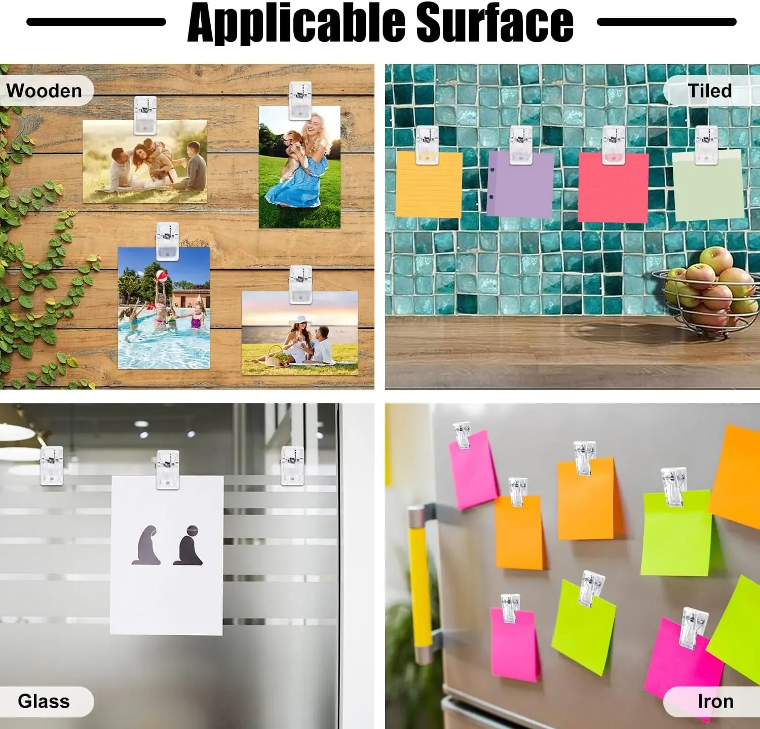 Clips adhésifs mis en situation dans un intérieur