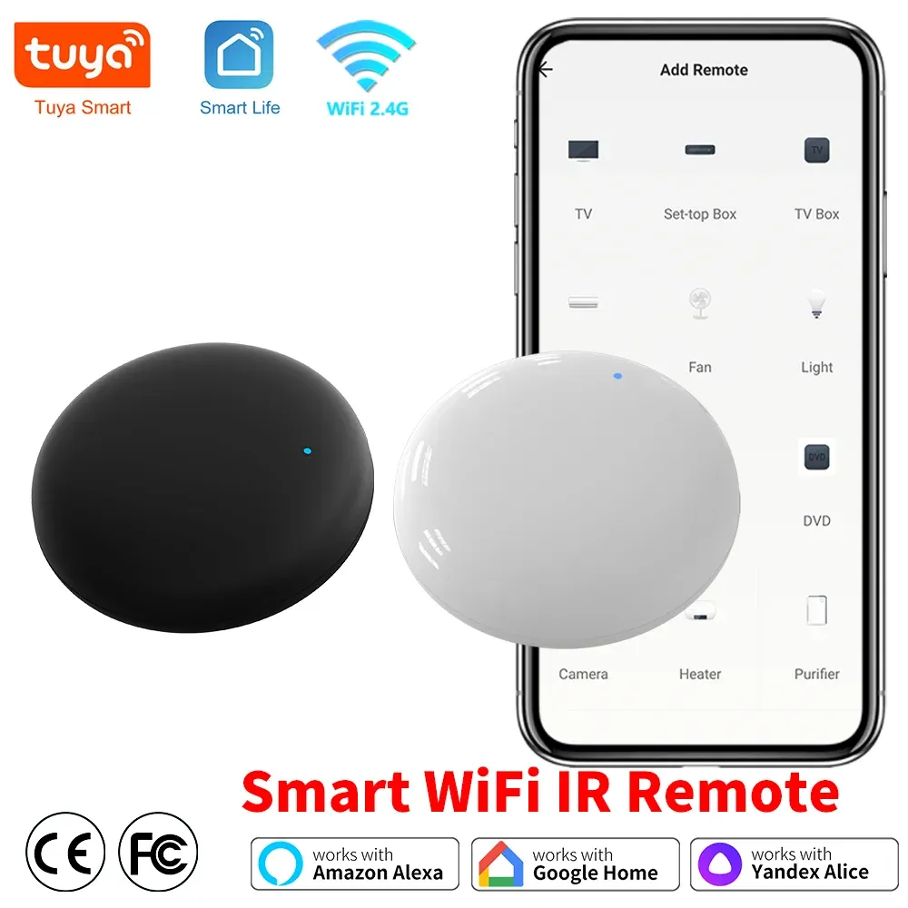 Télécommande intelligente Tuya WiFi IR, compatible Smart Life, Alexa et Google Home, pour téléviseur, lecteur DVD, audio et climatiseur