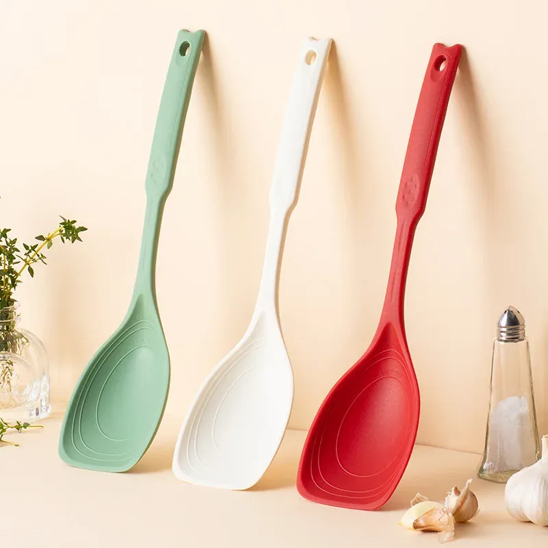 Spatule et cuillère en silicone 2 en 1, résistantes aux hautes températures et antiadhésives, idéales pour la friture 2