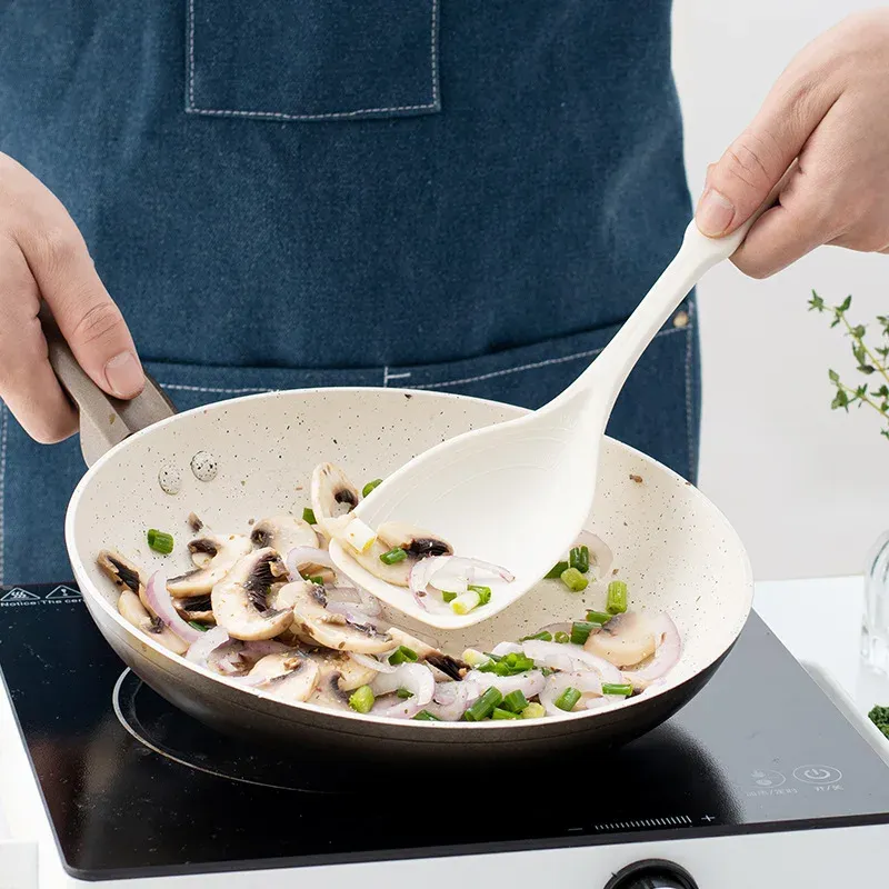 Spatule et cuillère en silicone 2 en 1, résistantes aux hautes températures et antiadhésives, idéales pour la friture 3